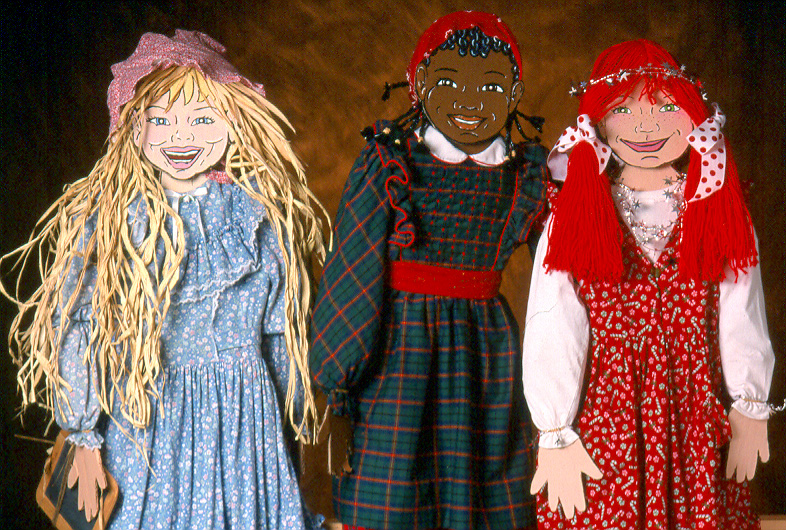 "Appalachian Girlfriends" Pole-puppets. Mixed Media. 5' tall. Cally Curtis, Artist. Sold.